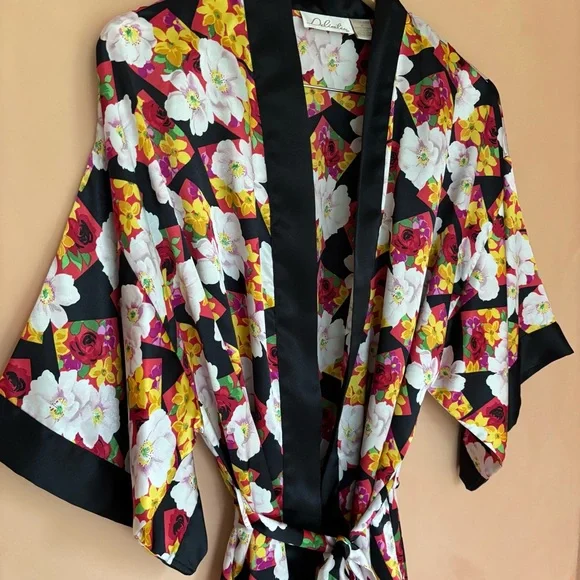 Vintage Y2K Satin Robe Floral Print Women’s Medium - Picture 5 of 16